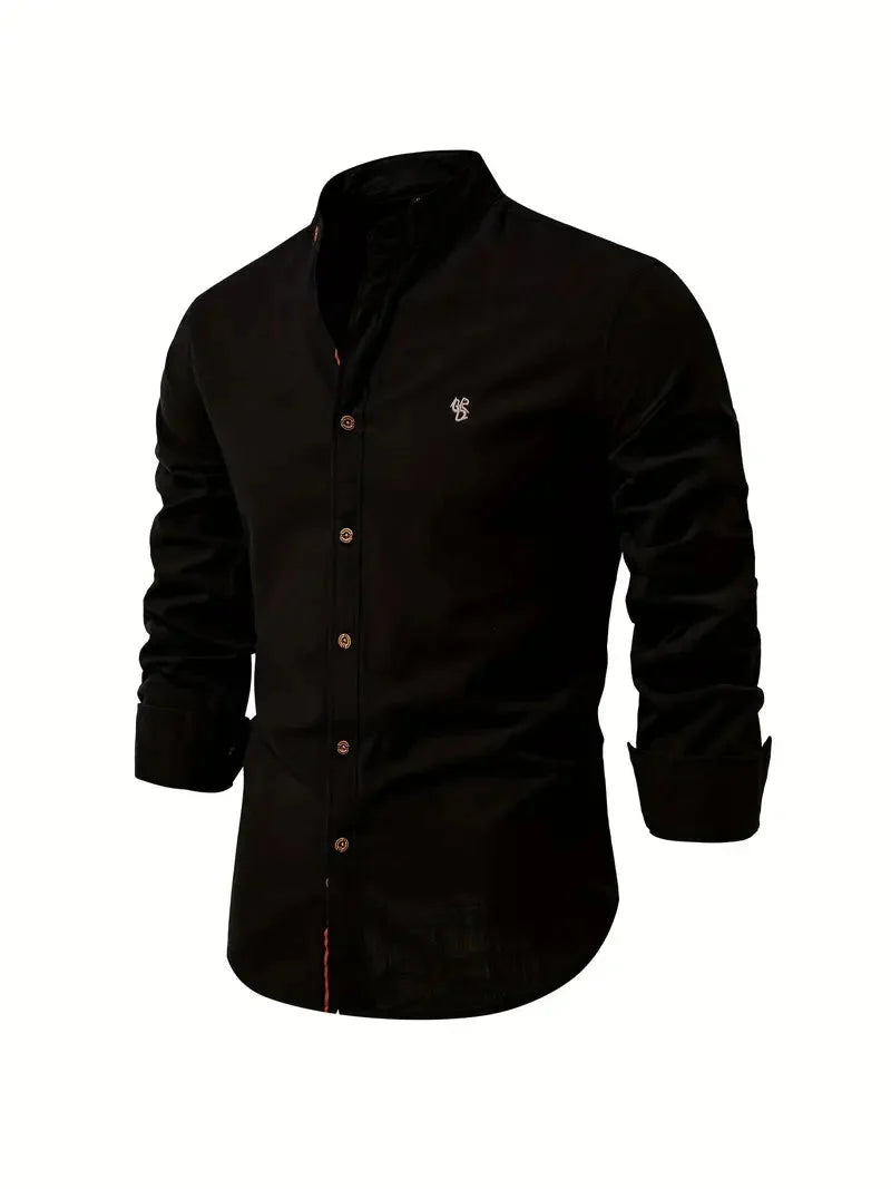 Camisa social masculina manga longa com botões corte clássico
