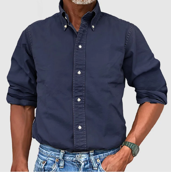 Ottoline | Camisa Jeans Masculina Manga Longa Botões Gola