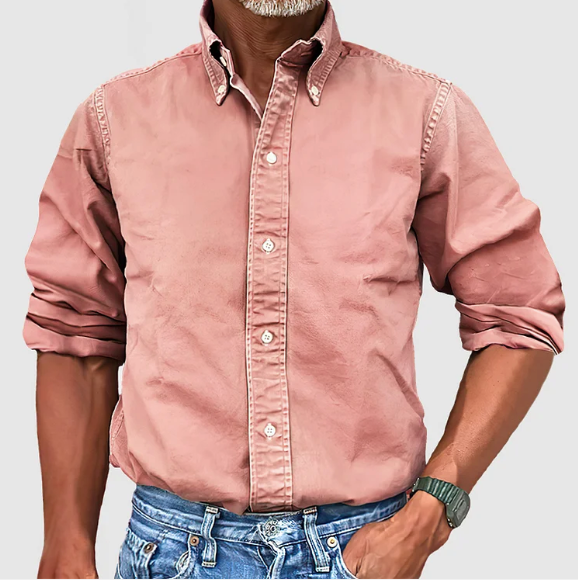 Ottoline | Camisa Jeans Masculina Manga Longa Botões Gola