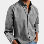 Mira | Camisa Jeans Masculina Manga Longa Botões Corte Regular