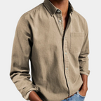 Mira | Camisa Jeans Masculina Manga Longa Botões Corte Regular