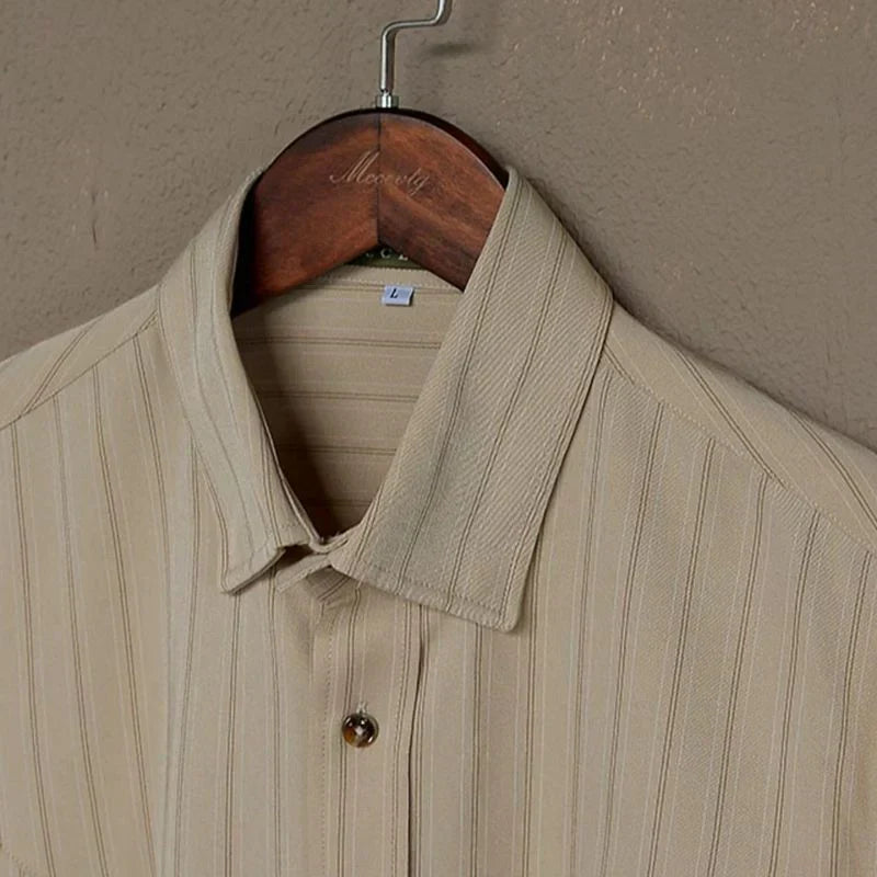 Maren | Camisa Masculina Listrada Manga Longa com Botões
