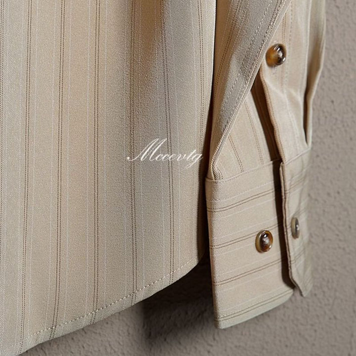 Maren | Camisa Masculina Listrada Manga Longa com Botões