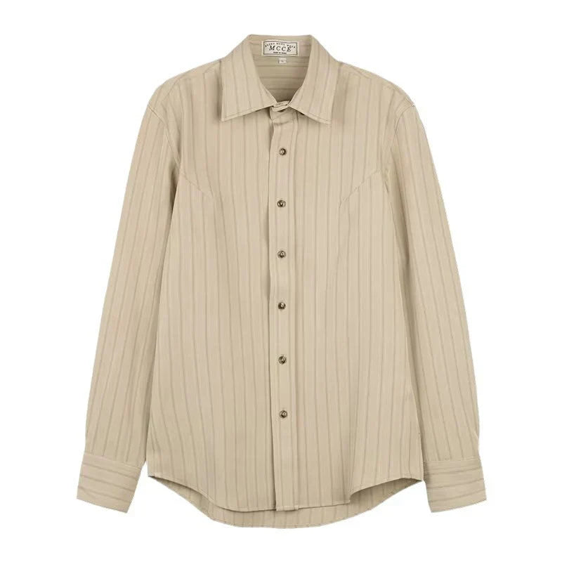 Maren | Camisa Masculina Listrada Manga Longa com Botões