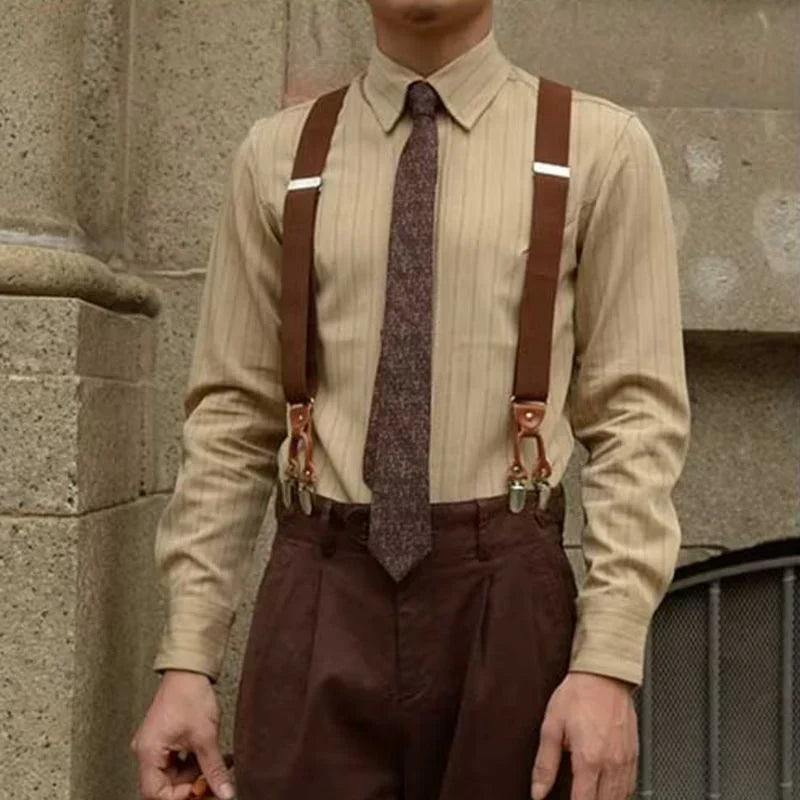 Maren | Camisa Masculina Listrada Manga Longa com Botões