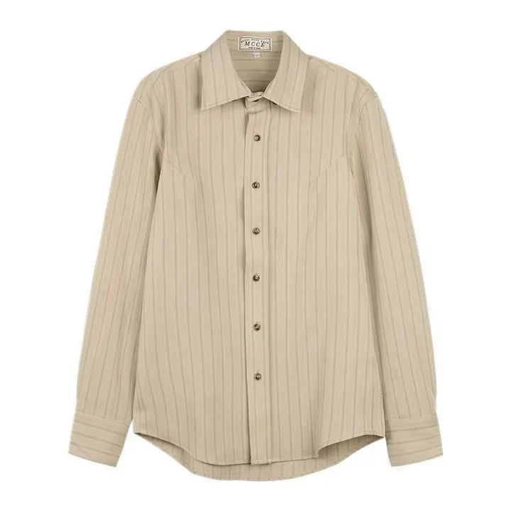 Maren | Camisa Masculina Listrada Manga Longa com Botões