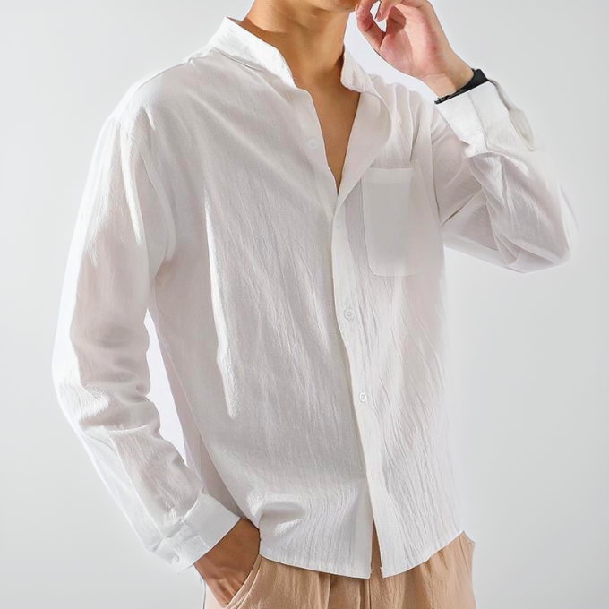 Anouk | Camisa Masculina de Botões Manga Longa Folgada Leve