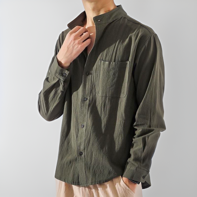 Anouk | Camisa Masculina de Botões Manga Longa Folgada Leve