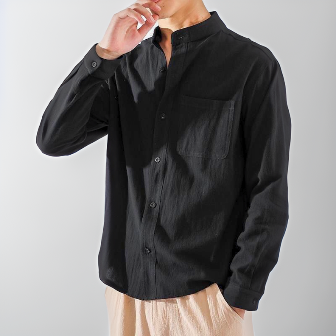 Anouk | Camisa Masculina de Botões Manga Longa Folgada Leve