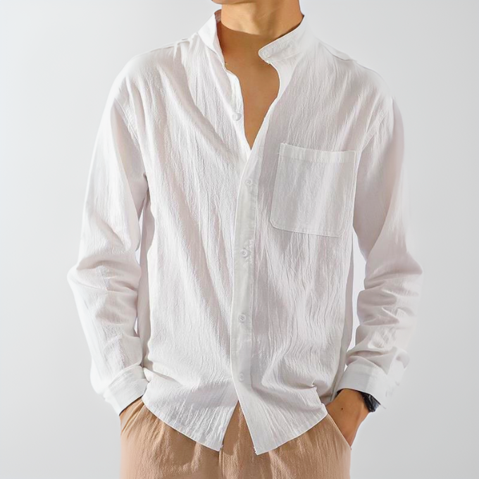 Anouk | Camisa Masculina de Botões Manga Longa Folgada Leve