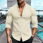 Mira | Camisa Masculina Slim Fit Manga Longa com Botões