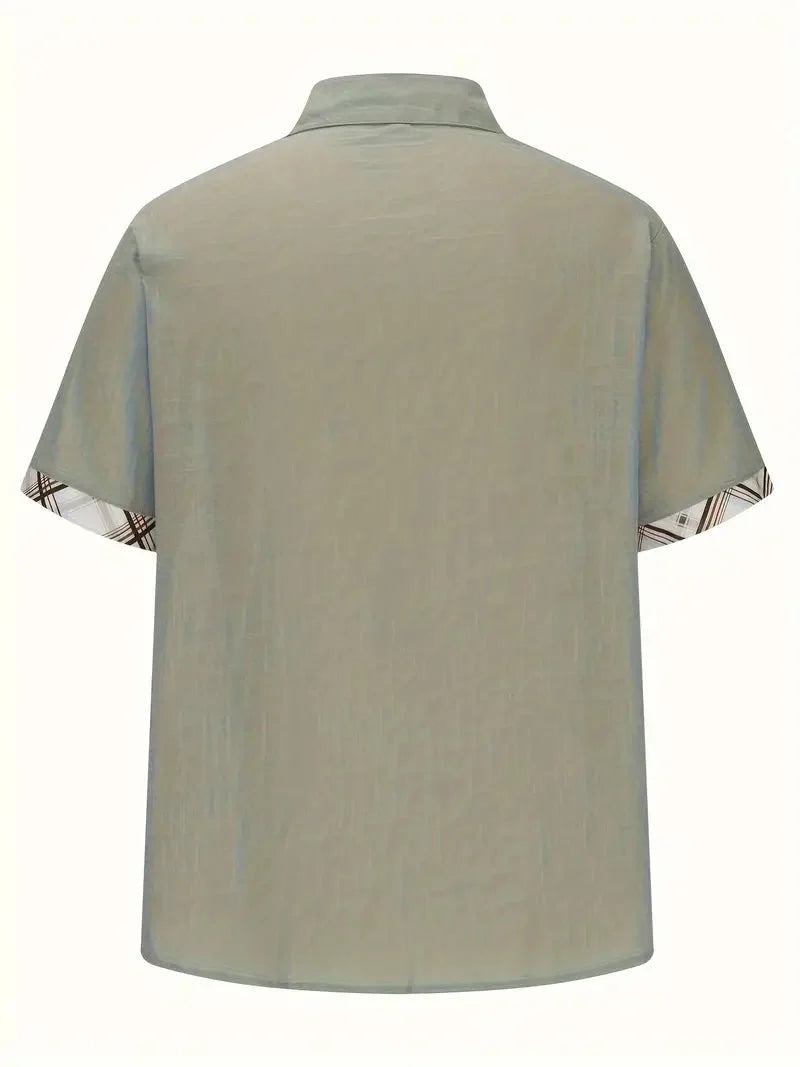 Pearl | Camisa Masculina Xadrez Manga Curta Botões Bolso
