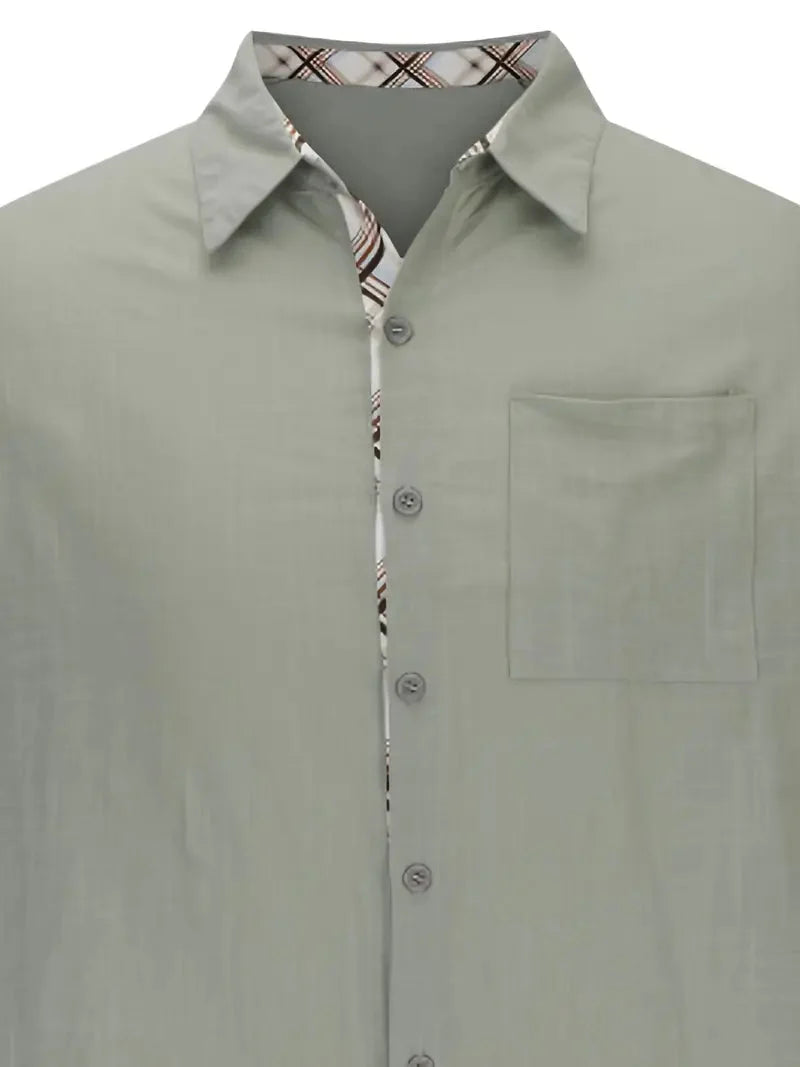 Pearl | Camisa Masculina Xadrez Manga Curta Botões Bolso