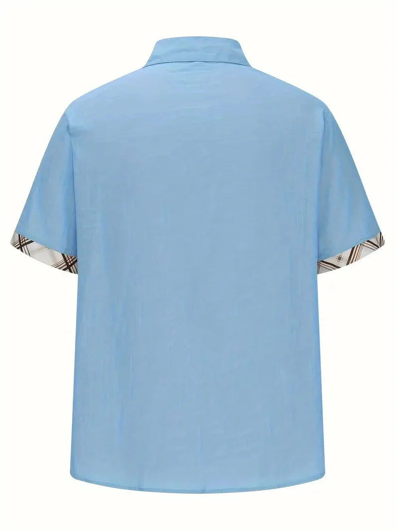 Pearl | Camisa Masculina Xadrez Manga Curta Botões Bolso