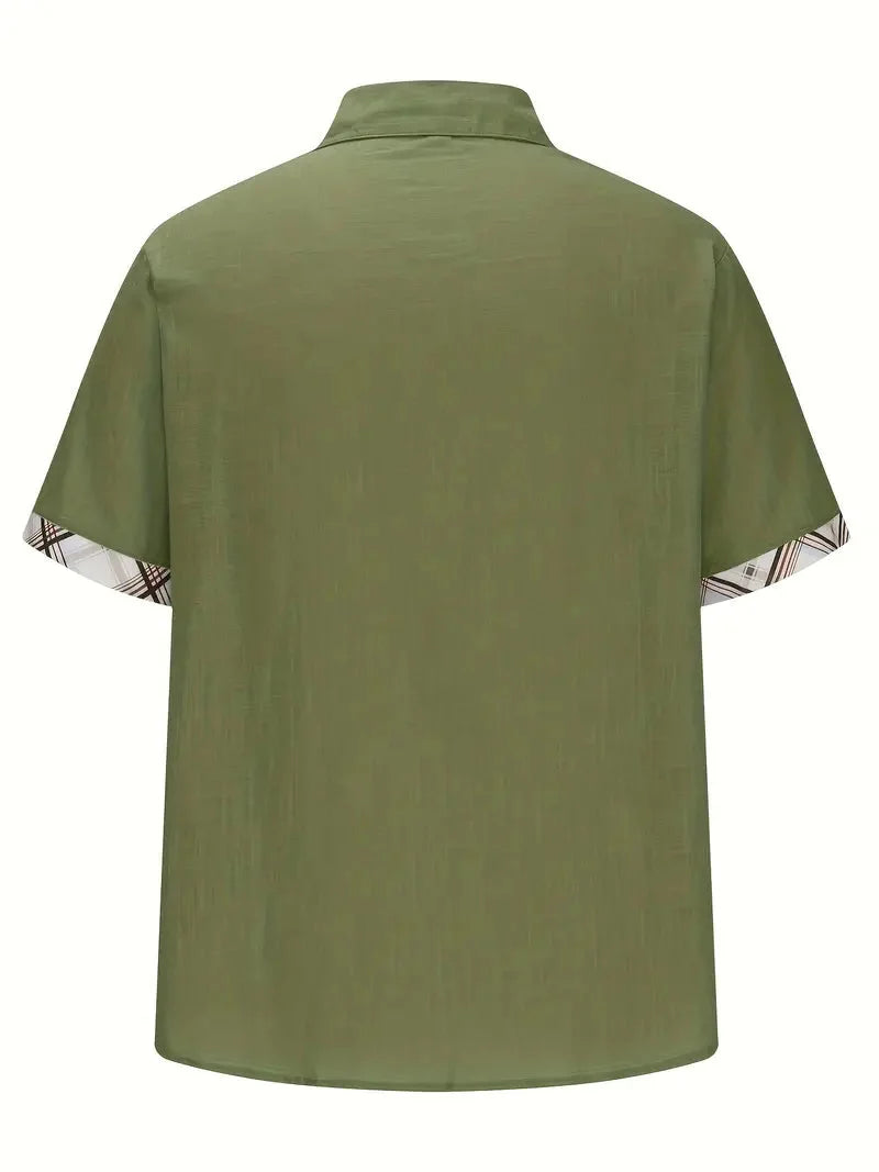 Pearl | Camisa Masculina Xadrez Manga Curta Botões Bolso