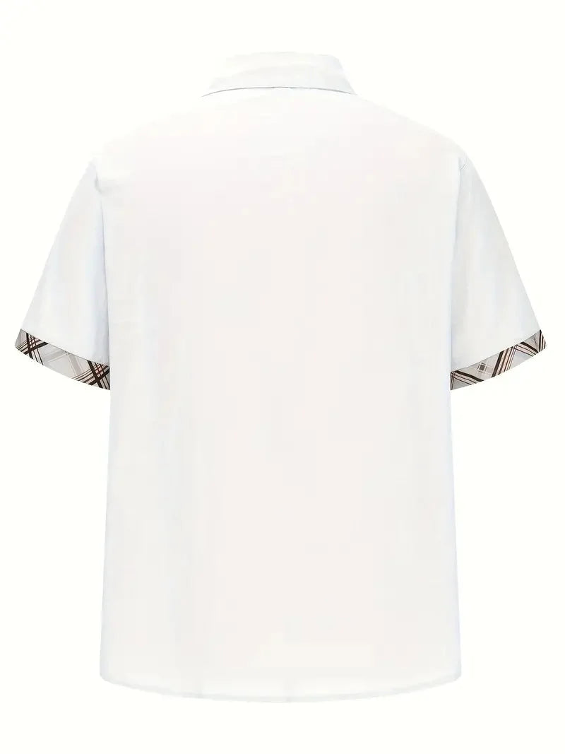 Pearl | Camisa Masculina Xadrez Manga Curta Botões Bolso