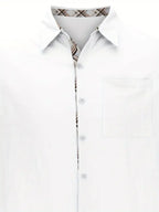 Pearl | Camisa Masculina Xadrez Manga Curta Botões Bolso