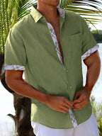 Pearl | Camisa Masculina Xadrez Manga Curta Botões Bolso