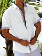 Pearl | Camisa Masculina Xadrez Manga Curta Botões Bolso