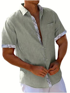 Pearl | Camisa Masculina Xadrez Manga Curta Botões Bolso
