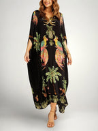 Iris | Vestido Feminino Estampa Coqueiro Ombro Caído