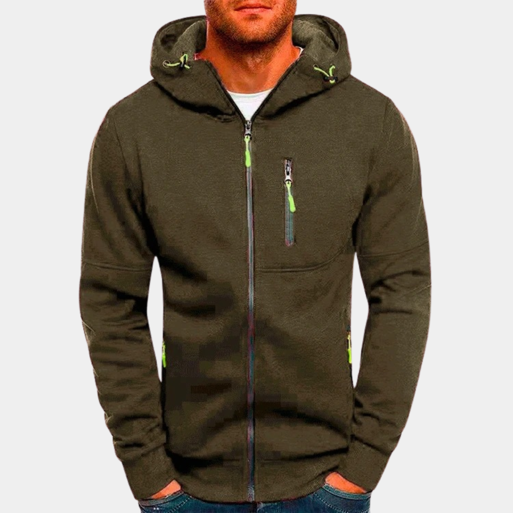 Solveig | Homem Hoodie com Fecho de Correr Casual