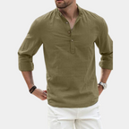 Rhea | Camisa Masculina Manga Longa Casual Gola Y