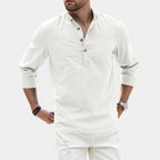 Rhea | Camisa Masculina Manga Longa Casual Gola Y