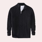 Selene | Homem Tricô Cabo Camisola Quarter-Zip Gola Alta