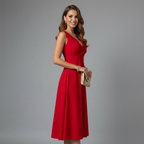 Sorrel | Vestido Midi Feminino Decote em V Sem Mangas