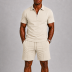 Conjunto de Calção para Homem | Pólo com Fecho e Bermuda | Verão