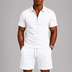Conjunto de Calção para Homem | Pólo com Fecho e Bermuda | Verão