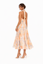 Cosima | Mulher Maxi Vestido Floral Halter Costas Abertas