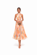Cosima | Mulher Maxi Vestido Floral Halter Costas Abertas