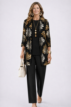 Zinnia | Conjunto 3 Peças Feminino Calça Estampada Cardigan
