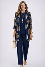 Dahlia | Conjunto Feminino 3 Peças Cardigan Calça Estampada
