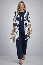 Briar | Conjunto 3 Peças Feminino Calças Estampadas Cardigan