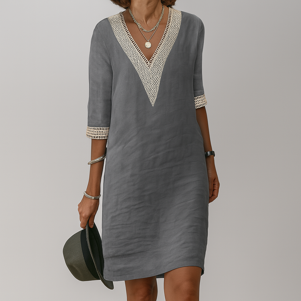 Quinn | Vestido Linho Feminino Midi Relaxado