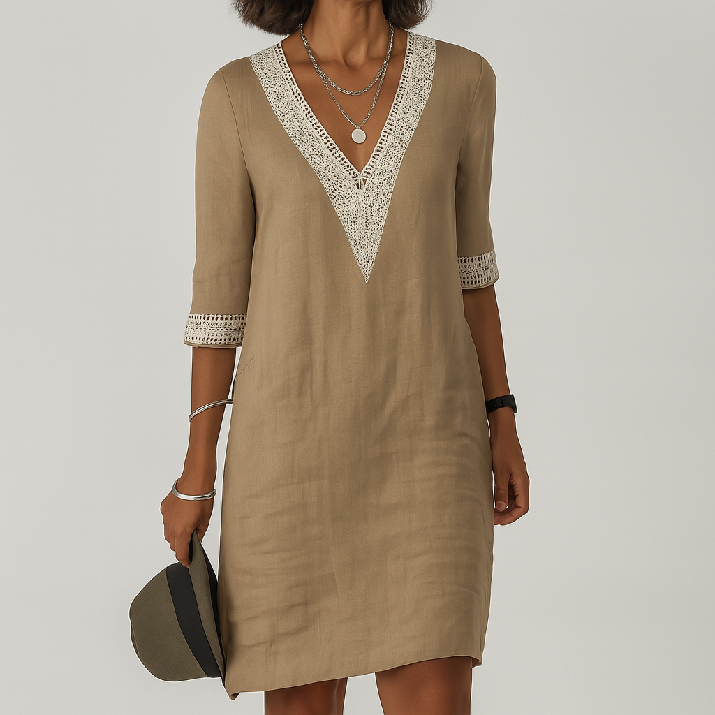 Quinn | Vestido Linho Feminino Midi Relaxado