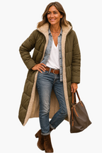 Orla | Mulher Casaco Puffer Longo Matelassê Forrado Polar