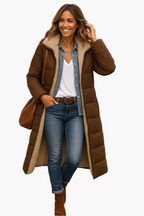 Orla | Mulher Casaco Puffer Longo Matelassê Forrado Polar