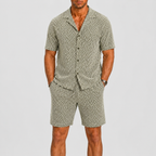 Conjunto de Bermudas Masculinas | Padrão Jacquard Geométrico | Conforto de Verão