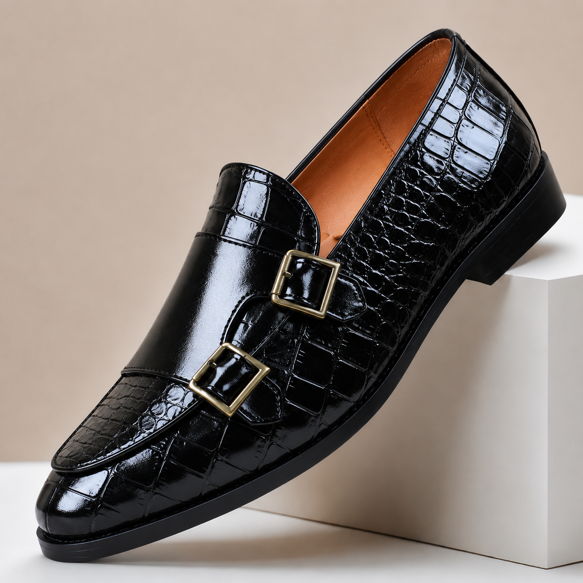 Kaia | Homem Mocassim Couro Double Monk Strap