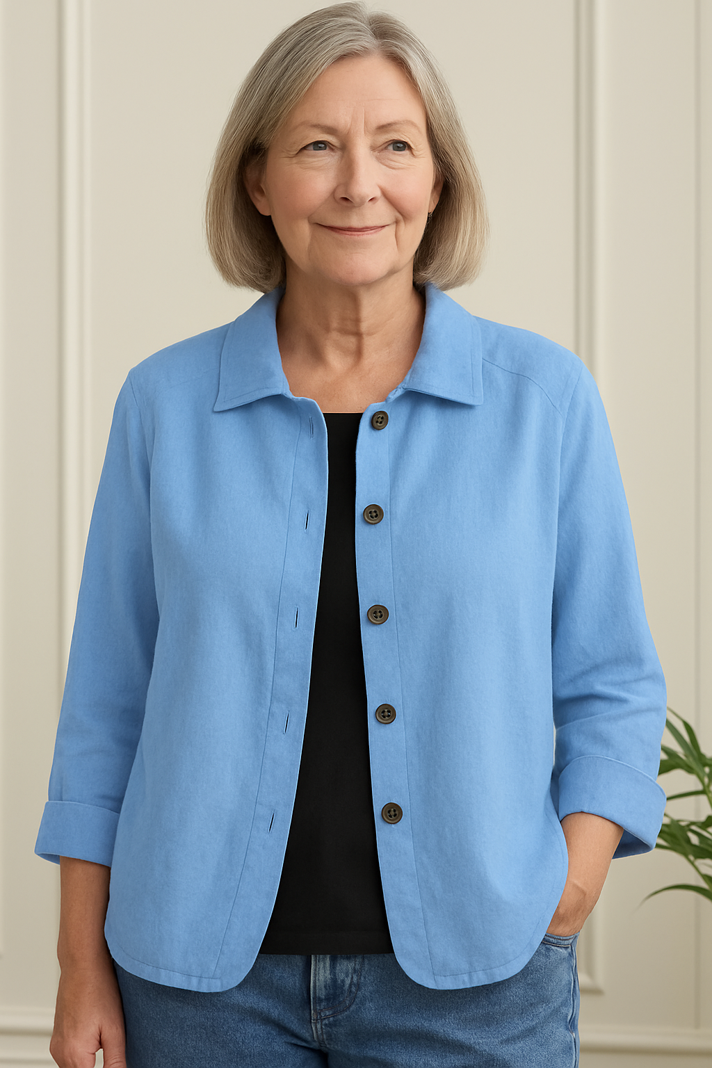 Perla | Mulher Cardigan Camisa Algodão Linho