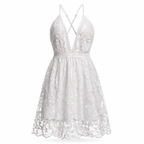 Vestido Curto | Branco, Costas Nuas e Decote em V | Estilo de Festa Elegante