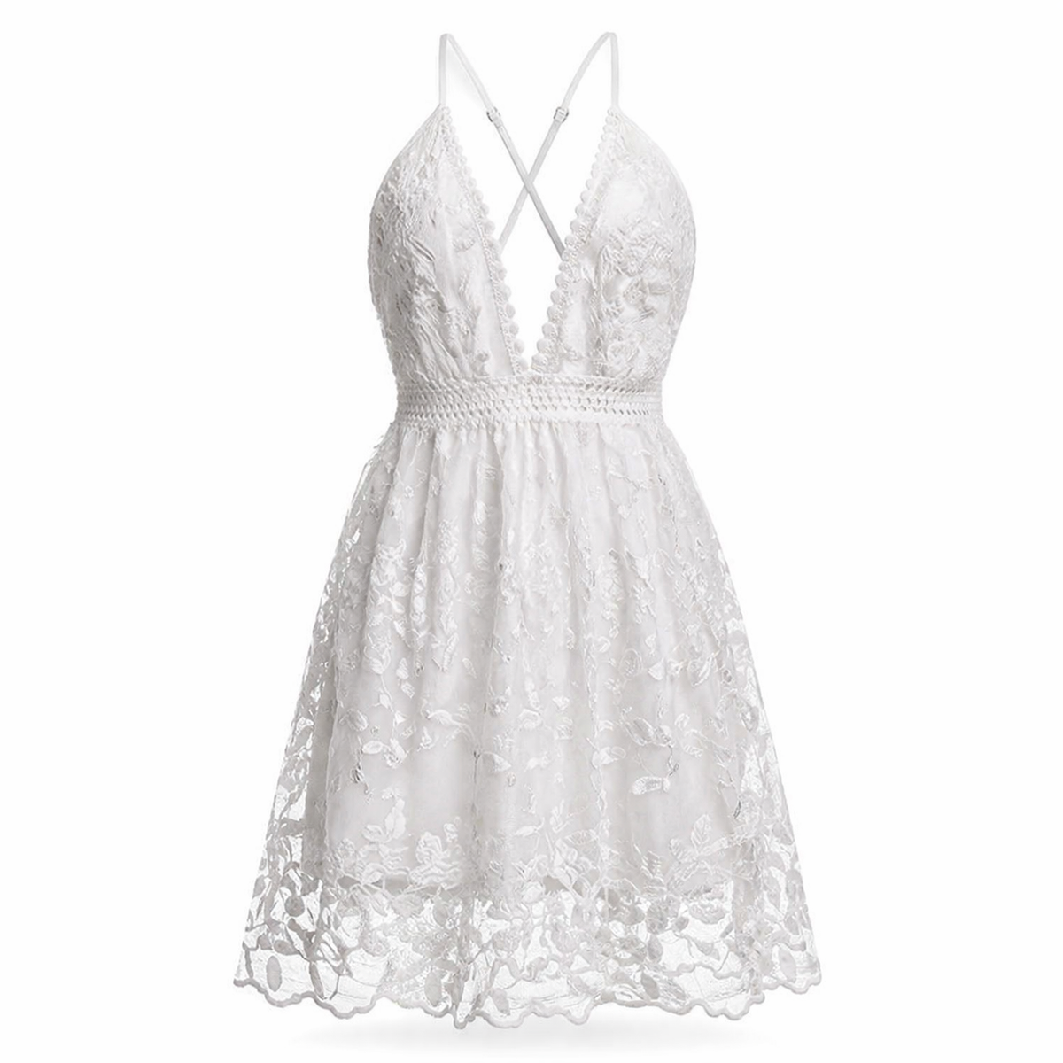 Vestido Curto | Branco, Costas Nuas e Decote em V | Estilo de Festa Elegante