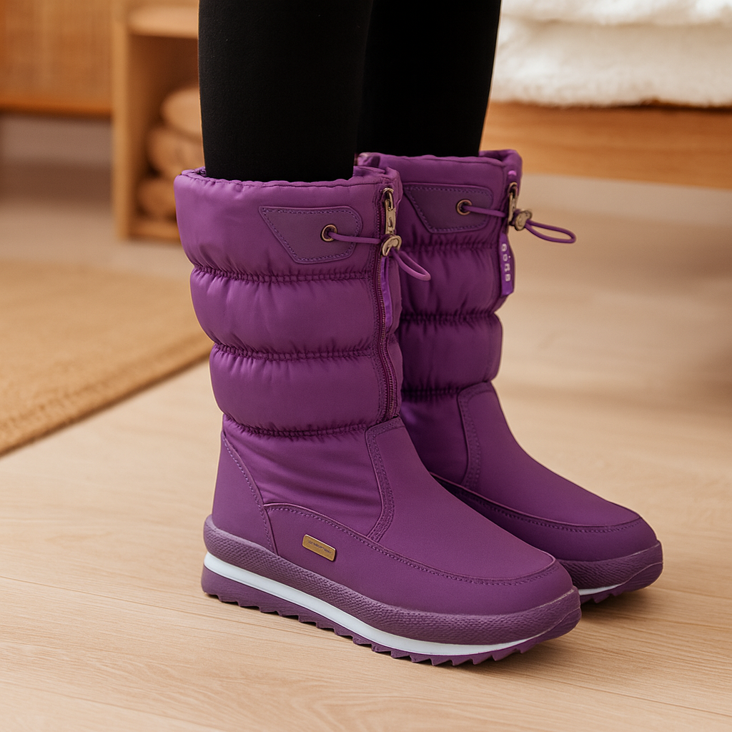 Botas de inverno femininas com fecho lateral antiderrapantes