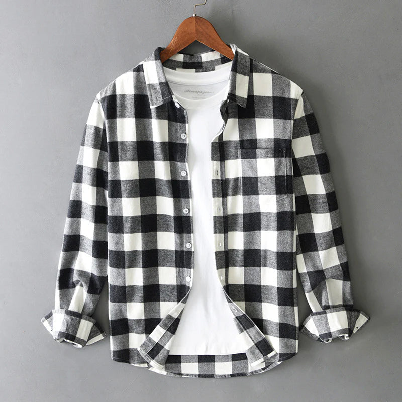 Mila | Camisa Xadrez Algodão Manga Longa Homem