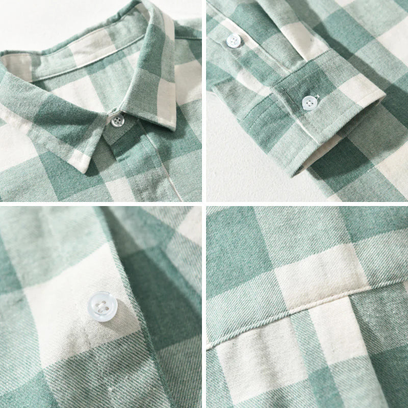 Mila | Camisa Xadrez Algodão Manga Longa Homem