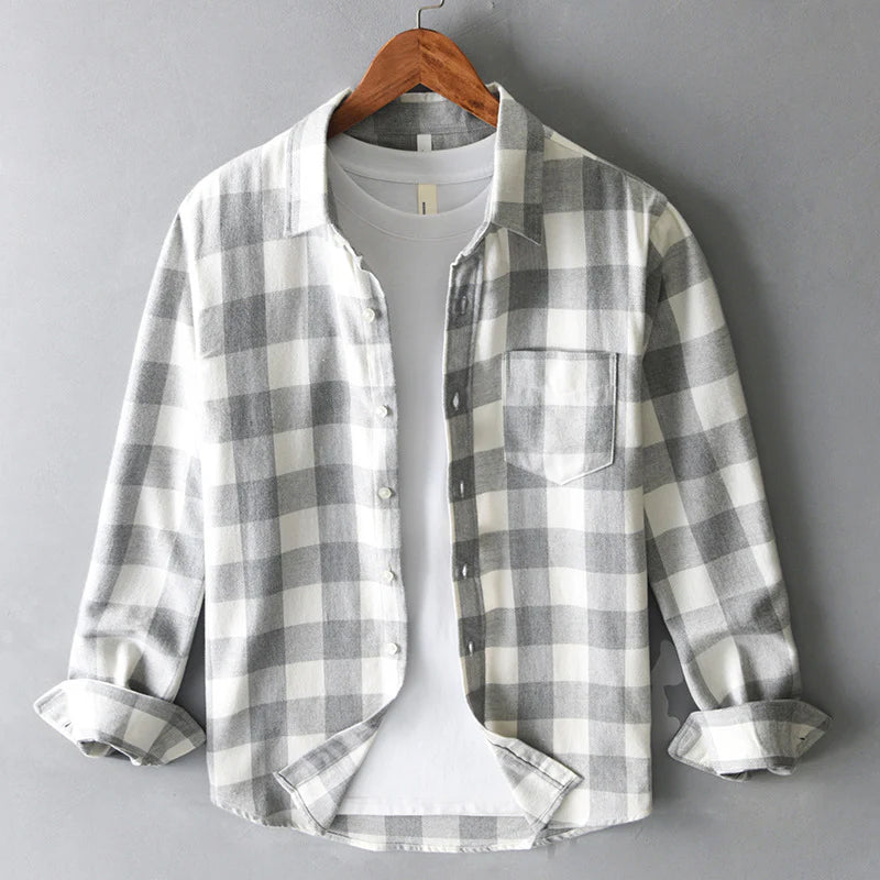 Mila | Camisa Xadrez Algodão Manga Longa Homem